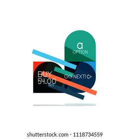 Minimal flache, saubere abstrakte Option Schritt für Infografik Design Element, geometrische Formen - runde Quadrate, Kreise und Linien Layout mit Beispieltext, für Geschäfts- oder Webpräsentation, App oder Schnittstelle