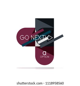 Minimal flache, saubere abstrakte Option Schritt für Infografik Design Element, geometrische Formen - runde Quadrate, Kreise und Linien Layout mit Beispieltext, für Geschäfts- oder Webpräsentation, App oder Schnittstelle