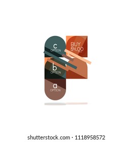 Mínimo diseño gráfico plano limpio y abstracto de opción paso elemento de diseño infográfico, formas geométricas - cuadrados redondos, círculos y diseño de líneas con texto de ejemplo, para presentación empresarial o web, aplicación o interfaz