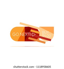 Minimal flat clean abstract option step infographic design element, geometric shapes - round squares, circles and lines layout with sample text, for business or web presentation, app or interface