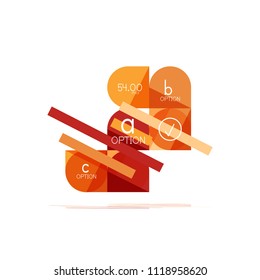 Minimal flat clean abstract option step infographic design element, geometric shapes - round squares, circles and lines layout with sample text, for business or web presentation, app or interface