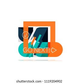 Mínimo diseño gráfico plano limpio y abstracto de opción paso elemento de diseño infográfico, formas geométricas - cuadrados redondos, círculos y diseño de líneas con texto de ejemplo, para presentación empresarial o web, aplicación o interfaz