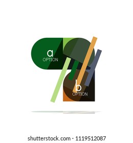 Minimal flat clean abstract option step infographic design element, geometric shapes - round squares, circles and lines layout with sample text, for business or web presentation, app or interface