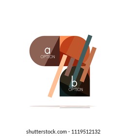 Mínimo plano limpo abstrato opção passo infográfico elemento de design, formas geométricas - quadrados redondos, círculos e layout de linhas com texto de amostra, para negócios ou apresentação na Web, aplicativo ou interface