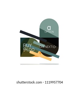 Minimal flache, saubere abstrakte Option Schritt für Infografik Design Element, geometrische Formen - runde Quadrate, Kreise und Linien Layout mit Beispieltext, für Geschäfts- oder Webpräsentation, App oder Schnittstelle