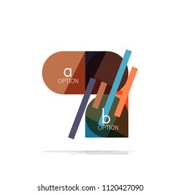 Mínimo diseño gráfico plano limpio y abstracto de opción paso elemento de diseño infográfico, formas geométricas - cuadrados redondos, círculos y diseño de líneas con texto de ejemplo, para presentación empresarial o web, aplicación o interfaz