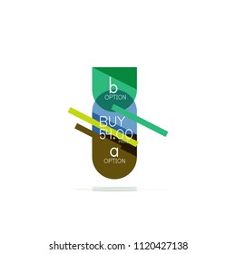 Minimal flache, saubere abstrakte Option Schritt für Infografik Design Element, geometrische Formen - runde Quadrate, Kreise und Linien Layout mit Beispieltext, für Geschäfts- oder Webpräsentation, App oder Schnittstelle