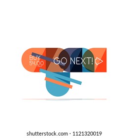 Minimal flat clean abstract option step infographic design element, geometric shapes - round squares, circles and lines layout with sample text, for business or web presentation, app or interface