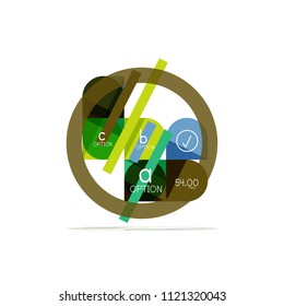 Mínimo diseño gráfico plano limpio y abstracto de opción paso elemento de diseño infográfico, formas geométricas - cuadrados redondos, círculos y diseño de líneas con texto de ejemplo, para presentación empresarial o web, aplicación o interfaz