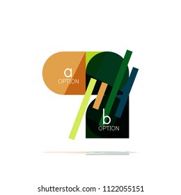 Mínimo diseño gráfico plano limpio y abstracto de opción paso elemento de diseño infográfico, formas geométricas - cuadrados redondos, círculos y diseño de líneas con texto de ejemplo, para presentación empresarial o web, aplicación o interfaz
