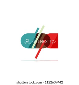Minimal flat clean abstract option step infographic design element, geometric shapes - round squares, circles and lines layout with sample text, for business or web presentation, app or interface