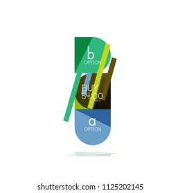 Minimal flat clean abstract option step infographic design element, geometric shapes - round squares, circles and lines layout with sample text, for business or web presentation, app or interface