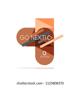 Minimal flache, saubere abstrakte Option Schritt für Infografik Design Element, geometrische Formen - runde Quadrate, Kreise und Linien Layout mit Beispieltext, für Geschäfts- oder Webpräsentation, App oder Schnittstelle