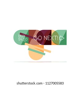 Mínimo diseño gráfico plano limpio y abstracto de opción paso elemento de diseño infográfico, formas geométricas - cuadrados redondos, círculos y diseño de líneas con texto de ejemplo, para presentación empresarial o web, aplicación o interfaz