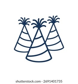 Minimal Flat Color Party Hut Vektor Paket Einfache Linie Kunst
