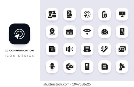 Minimal flat communication icon pack. In this pack incorporate with twenty different communication icon.