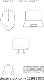 Iconos mínimos de dispositivos de computadora planos