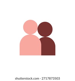 Ícone de casal plano mínimo que representa pessoas, parceria e conexão humana para designs modernos de interface do usuário.