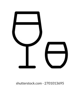 Un icono de diseño plano mínimo con una copa de vino de aspecto moderno, copa de tiro