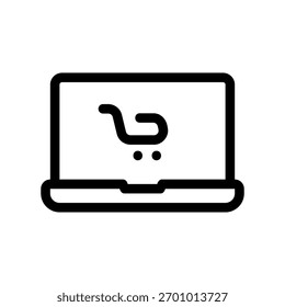 A minimal flat design icon with a modern look online store, laptop