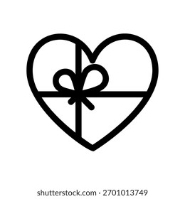 A minimal flat design icon with a modern look heart shaped gift