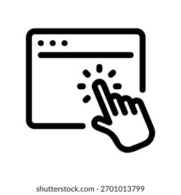 A minimal flat design icon with a modern look browser, click