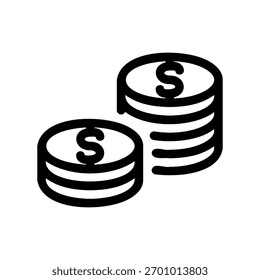 Un icono de diseño plano mínimo con un aspecto moderno Pilas de monedas