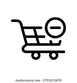 Un ícono de diseño plano mínimo con un aspecto moderno y despejado del Carrito de compras