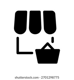 Un icono de diseño plano mínimo con una tienda de aspecto moderno