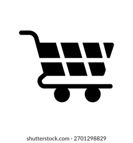 Un icono de diseño plano mínimo con una cesta de compras de aspecto moderno