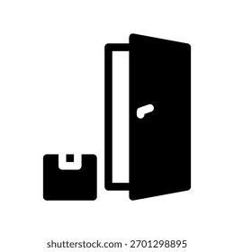 A minimal flat design icon with a modern look door delivery