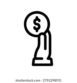 Un icono de diseño plano mínimo con un aspecto moderno moneda en mano