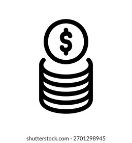 A minimal flat design icon with a modern look stack of coins