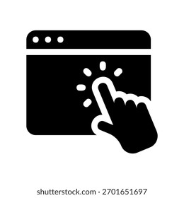 Ein minimales flaches Design-Symbol mit einem modernen Look-Browser, klicken Sie auf