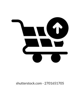 Um ícone de design plano mínimo com um moderno olhar carrinho de compras descarregamento