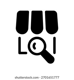 Un icono de diseño plano mínimo con un localizador de tienda de aspecto moderno
