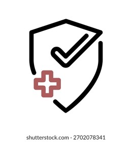 Un icono de diseño plano mínimo con un aspecto moderno seguro de salud