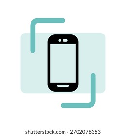 Un icono de diseño plano mínimo con un smartphone de aspecto moderno