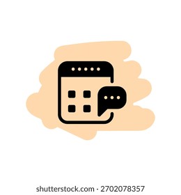 A minimal flat design icon with a modern look calendar, chat