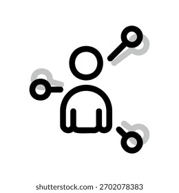 Un icono de diseño plano mínimo con una persona de aspecto moderno