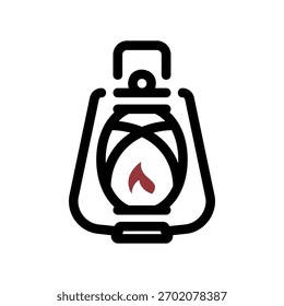 Un icono de diseño plano mínimo con una lámpara de aceite de aspecto moderno