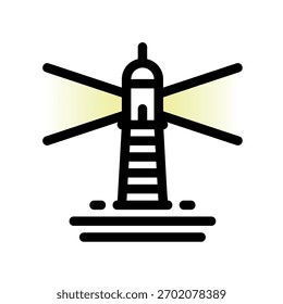 Un icono de diseño plano mínimo con un faro de aspecto moderno