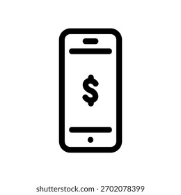 A minimal flat design icon with a modern look smartphone, money