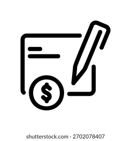 Un icono de diseño plano mínimo con un cheque bancario de aspecto moderno