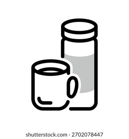 Un icono de diseño plano mínimo con una taza de aspecto moderno, termo