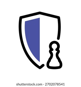 A minimal flat design icon with a modern look defense, pawn