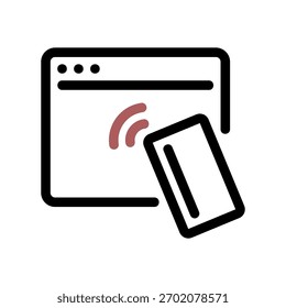 Un icono de diseño plano mínimo con un aspecto moderno de pago en línea