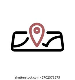 Un icono de diseño plano mínimo con una ubicación de mapa de aspecto moderno