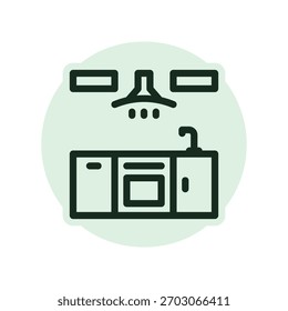 Um ícone de design plano mínimo com uma cozinha moderna olhar
