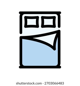 A minimal flat design icon with a modern look bed, top view